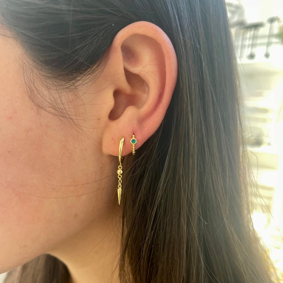 Little emerald Huggie Earrings.