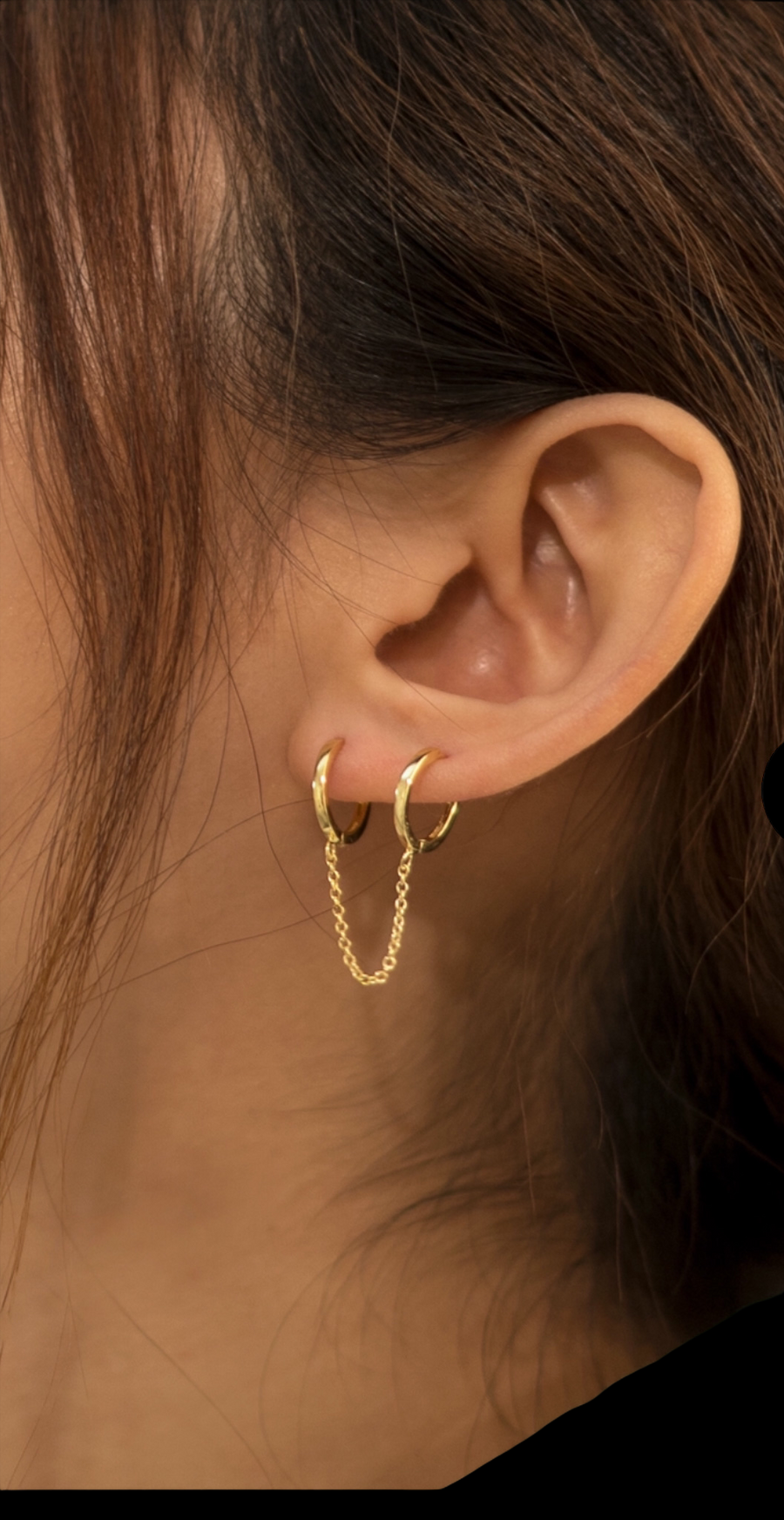 Double Huggie Chain (Cartilage Earring)